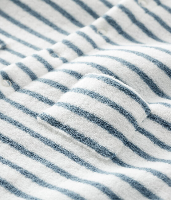 Mono largo de rayas de rizo de esponja para bebé blanco MARSHMALLOW/azul ASTRO