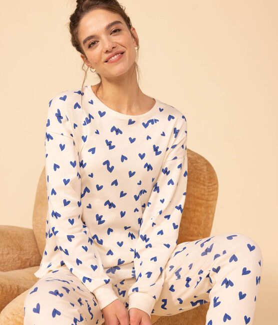 Pijama de algodón con corazón para mujer blanco AVALANCHE/ MULTICO
