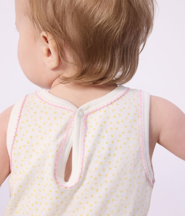 Mono corto sin mangas de algod&oacute;n para beb&eacute; amarillo/amarillo