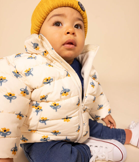 Abrigo estampado con capucha retráctil de bebé blanco AVALANCHE/ MULTICO
