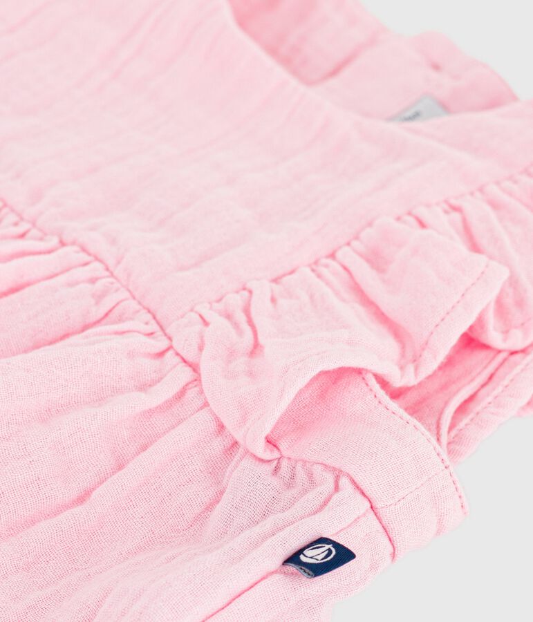 Pelele liso de algod&oacute;n sin mangas para beb&eacute; rosa