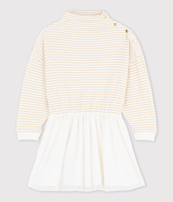 Vestido de manga larga para niña blanco MARSHMALLOW/amarillo OR CN