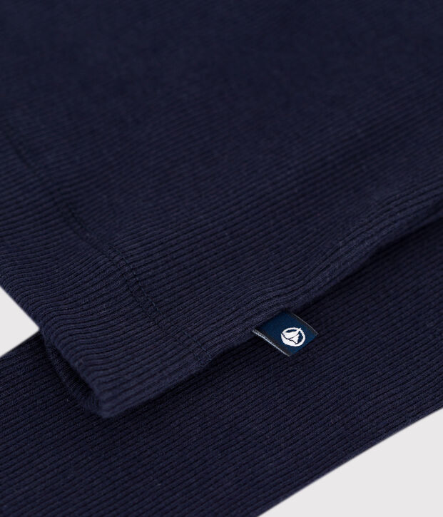 Camiseta de cuello alto Ic&oacute;nica de lana y algod&oacute;n para mujer azul