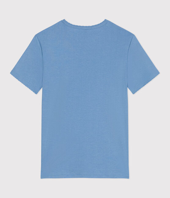 Camiseta lisa Icónica de algodón con punto «cocotte» para mujer azul ALASKA