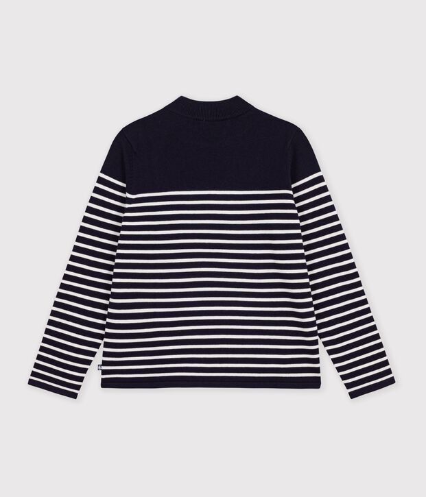 Jersey marinero de lana y algod&oacute;n a rayas para mujer azul/blanco