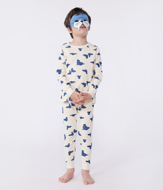 Pijama disfraz infantil de algodón con estampado de morsas blanco AVALANCHE/ MULTICO