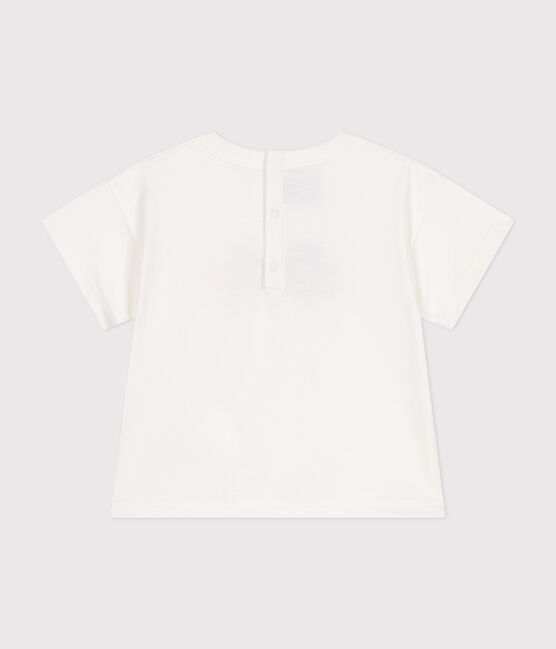 Camiseta de manga corta de punto fino para bebé blanco MARSHMALLOW