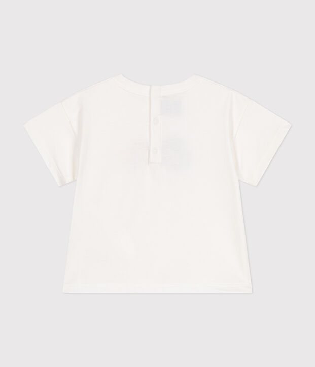 Camiseta de manga corta de punto fino para beb&eacute; blanco