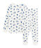 Pijama unisex de rizo picado muy cálido blanco MARSHMALLOW/azul MAJOR