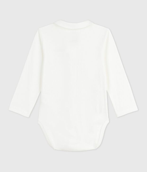 Body con cuello bordado y mensaje en el pecho para beb&eacute; blanco/rosa