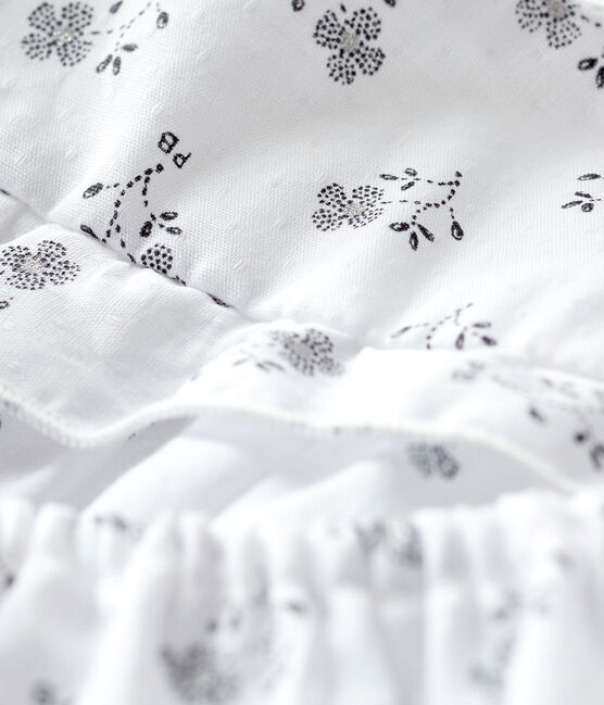Vestido con pololo de popelina de flores para bebé niña blanco MARSHMALLOW/blanco MULTICO