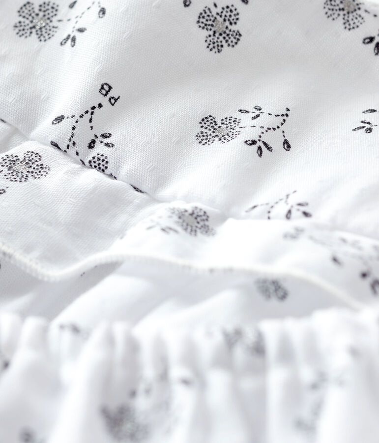 Vestido con pololo de popelina de flores para beb&eacute; ni&ntilde;a blanco MARSHMALLOW/blanco MULTICO