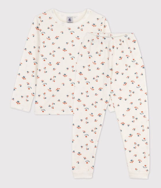 Pijama de túbico con flor para niña blanco MARSHMALLOW/blanco MULTICO