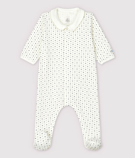 Pijama enterizo de algodón ecológico de bebé niña blanco MARSHMALLOW/gris TEMPETE