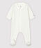 Pijama enterizo de algodón ecológico de bebé niña blanco MARSHMALLOW/gris TEMPETE