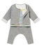 Conjunto de tres piezas en túbico Jacquard para bebé niño gris SUBWAY/blanco MULTICO