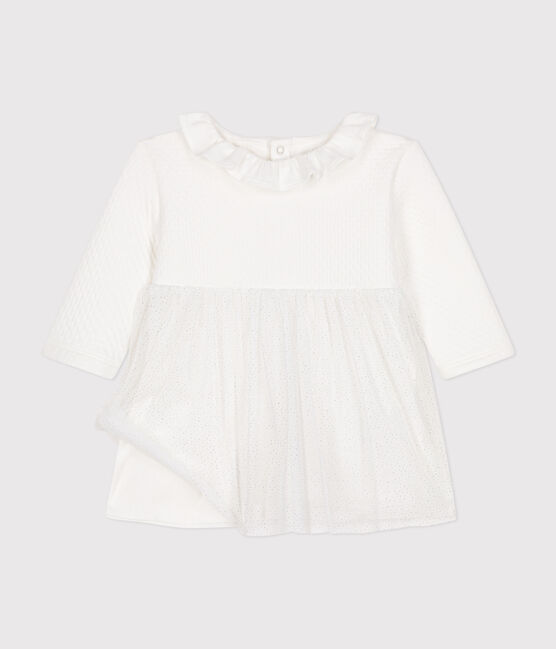 Vestido de túbico y tul para bebé blanco MARSHMALLOW/gris ARGENT
