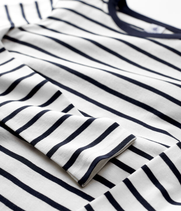 Camiseta de algod&oacute;n L'ICONIQUE con cuello redondo para mujer blanco/azul