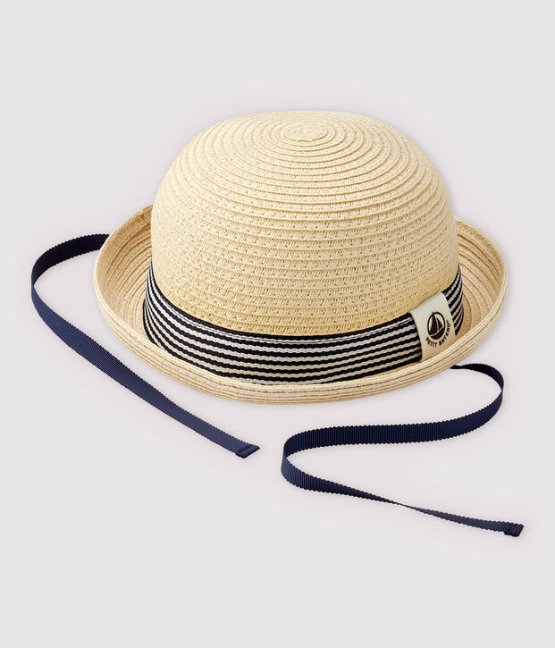 Sombrero redondo de paja de beb&eacute; ni&ntilde;o rosa