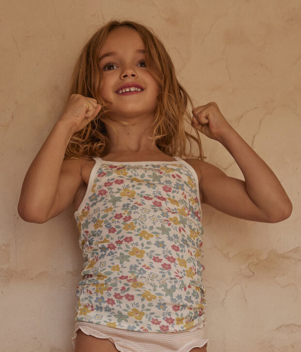 Juego de 2 camisetas de tirantes de algod&oacute;n con flores para ni&ntilde;a multicolor