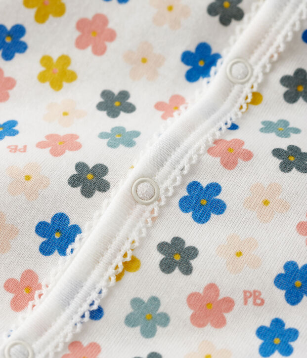 Pelele corto fosforescente de algod&oacute;n de beb&eacute; blanco/multicolor