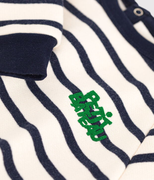 Mono largo de felpa para beb&eacute; crudo/azul