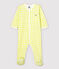 Pijama enterizo de vichy amarillo de algodón de bebé blanco MARSHMALLOW/ SUNNY