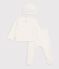 Conjunto largo de 3 piezas de algod&oacute;n calado con gorro para beb&eacute; crudo