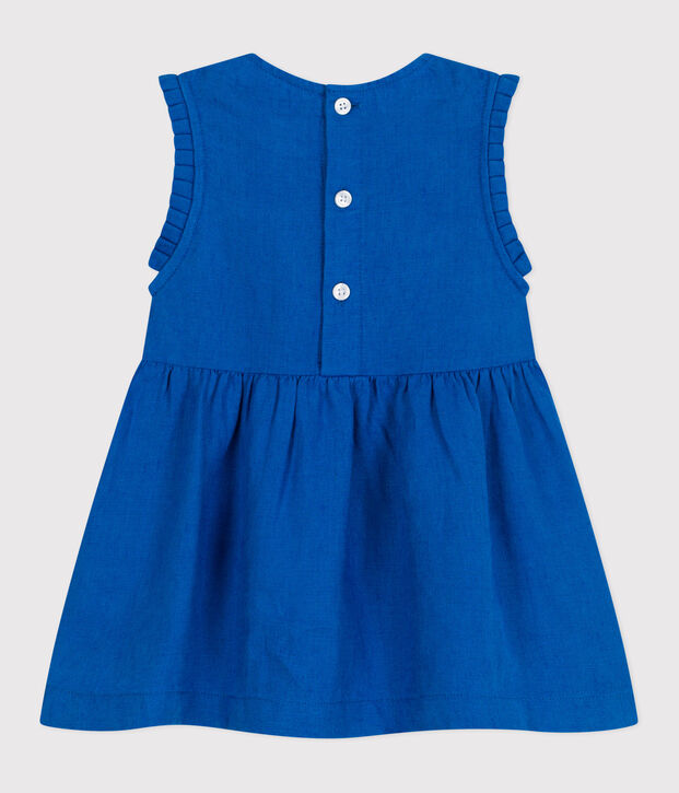 Vestido sin mangas de lino para beb&eacute; azul