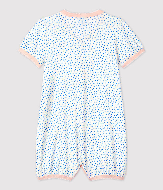 Pelele corto con estampado de lunares de algodón orgánico de bebé blanco MARSHMALLOW/azul BRASIER