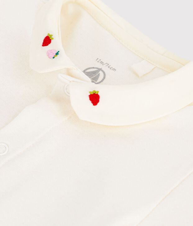 Body de algod&oacute;n de manga corta con detalles bordados para beb&eacute; rosa/rosa