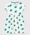 Vestido de manga corta de muletón de niña blanco MARSHMALLOW/verde GAZON