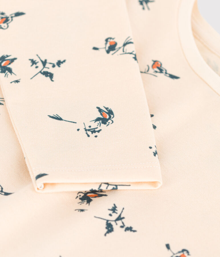 Camiseta de algod&oacute;n de manga larga con estampado de flores de ni&ntilde;a crudo/multicolor