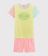 Pijama corto de rayas mulitcolores para niña de punto