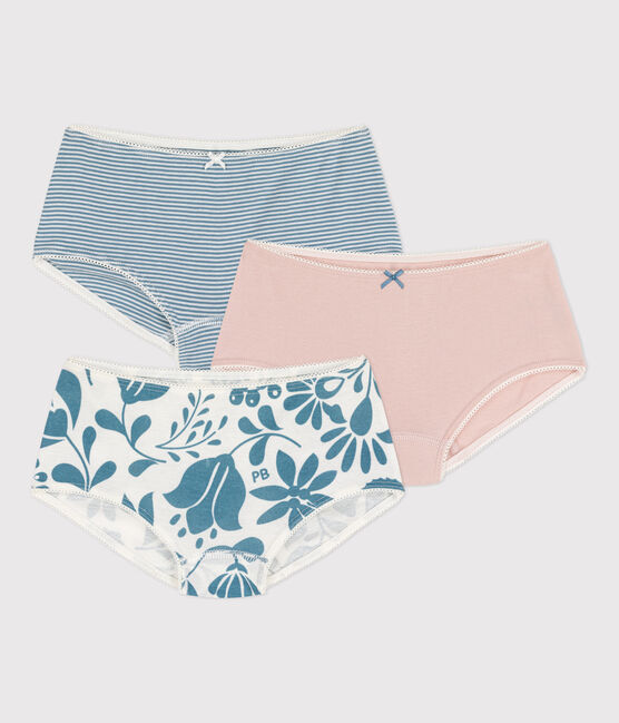 Juego de 3 «culottes» de algodón con flores de niña variante 1