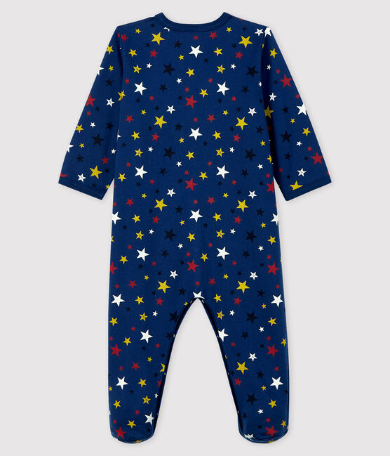 Pijama de muletón noche estrellada para bebé azul MEDIEVAL/blanco MULTICO