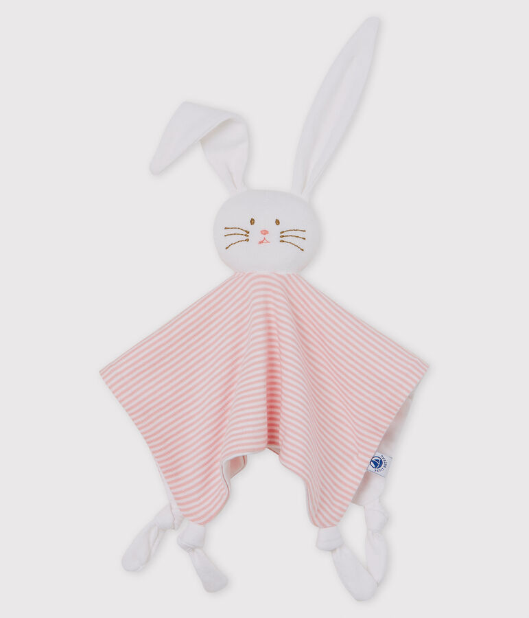 Peluche de conejo para beb&eacute; de algod&oacute;n rosa/blanco