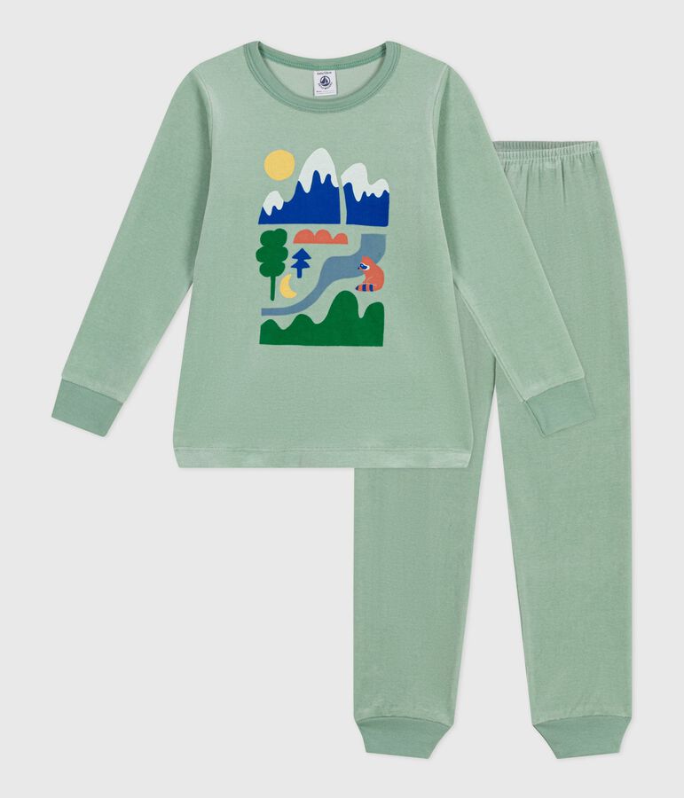 Pijama infantil de terciopelo verde