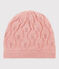 Gorro de lana y algodón de bebé. rosa CHARME