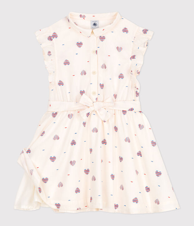 Vestido infantil de algod&oacute;n sin mangas con corazones crudo/multicolor