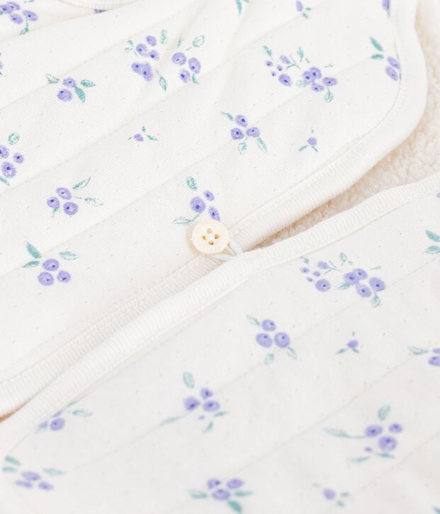 Chaleco de algod&oacute;n y borreguito con estampado de flores para beb&eacute; crudo/multicolor