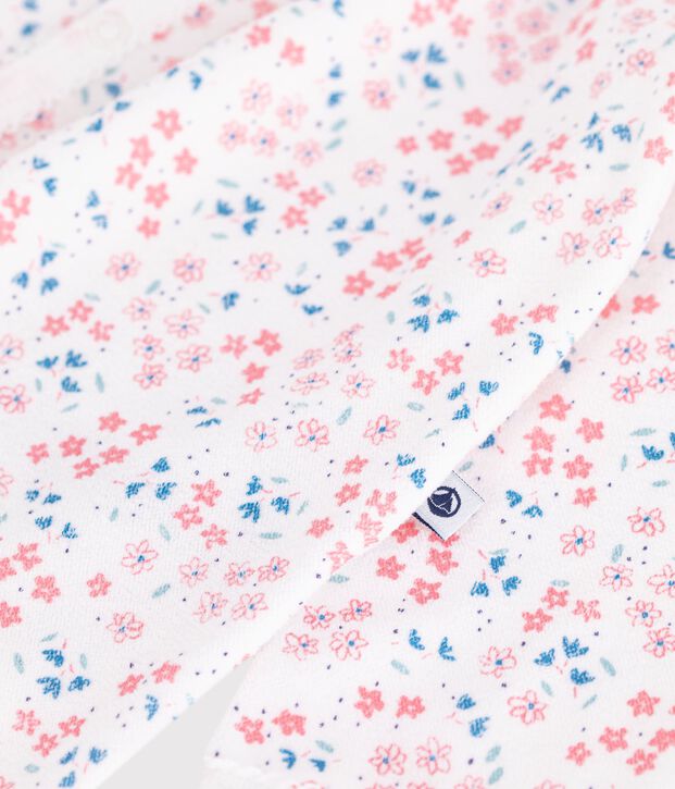 Pijama de terciopelo con estampado de flores para beb&eacute; blanco/multicolor