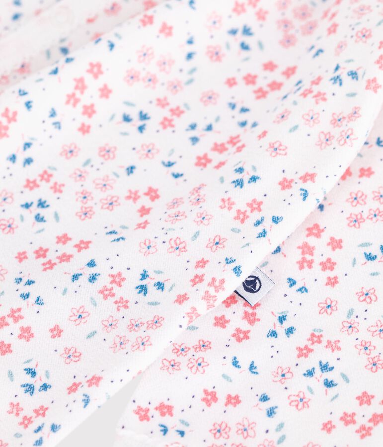 Pijama de terciopelo con estampado de flores para beb&eacute; blanco/multicolor