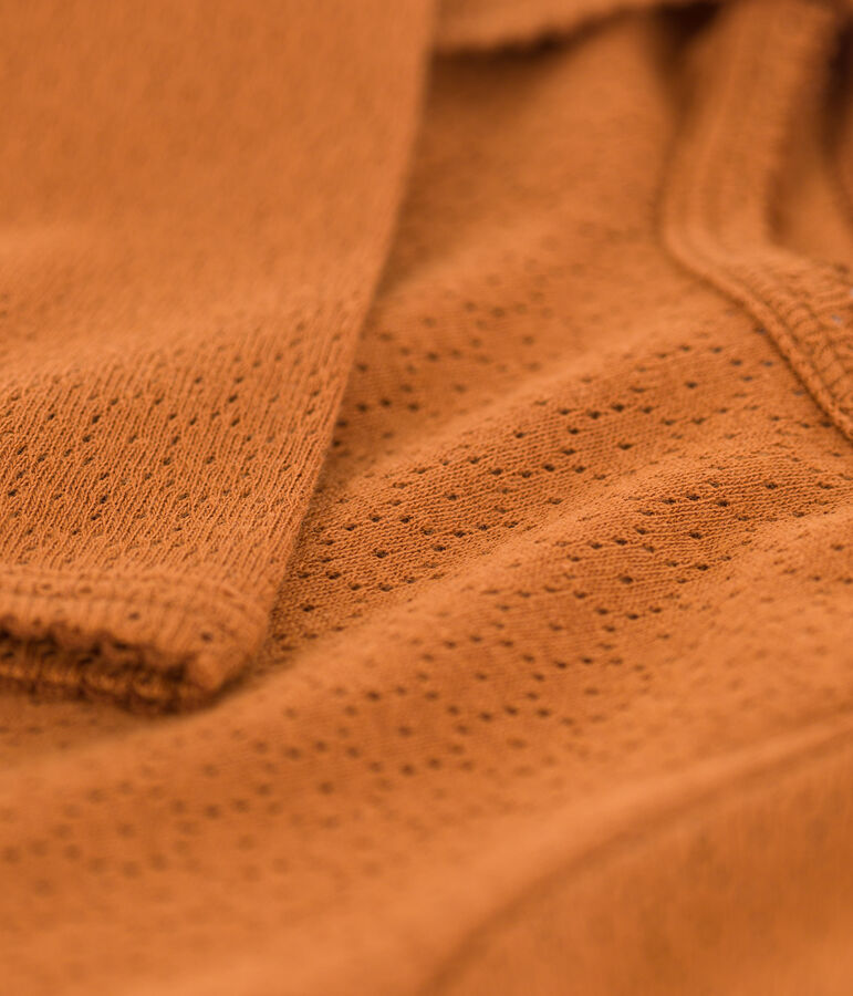 Body de punto calado de manga larga para beb&eacute; marron ECUREUIL