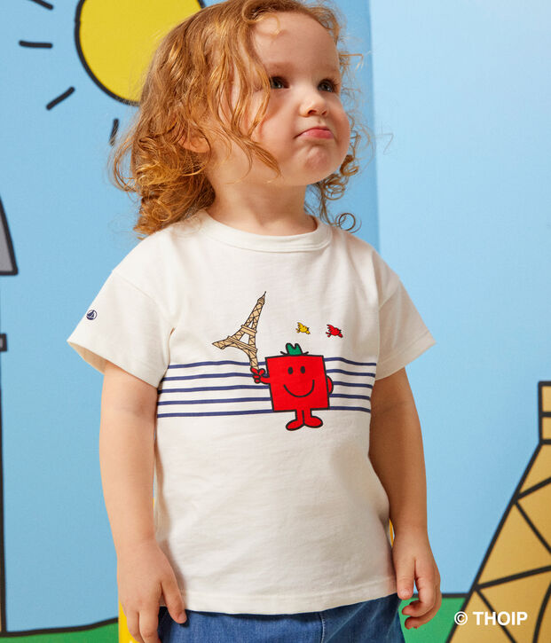 Camiseta Monsieur Madame de algod&oacute;n de beb&eacute; blanco