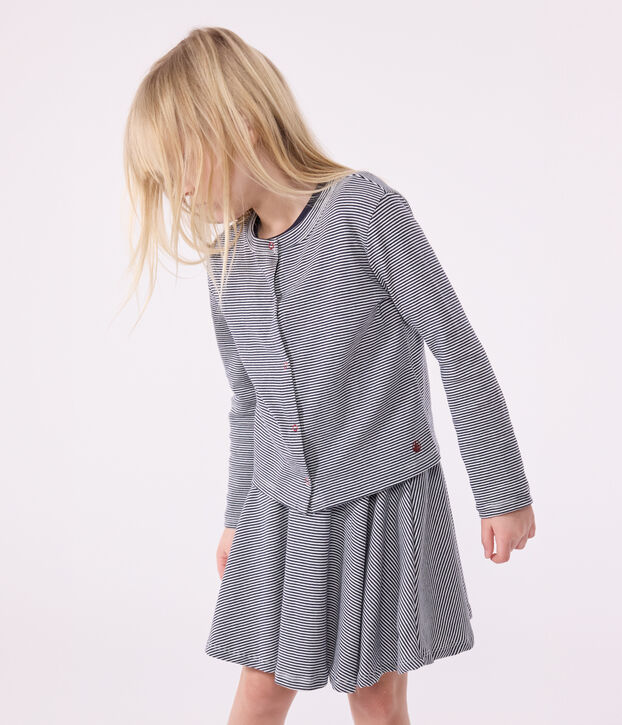 C&aacute;rdigan infantil de algod&oacute;n a rayas azul/blanco