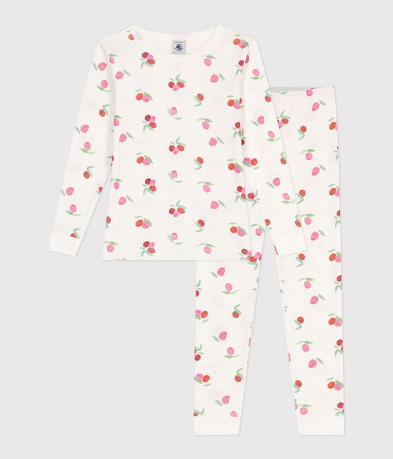 Pijama infantil muy ajustado en algodón estampado MARSHMALLOW/ PEONIA/ MULTICO