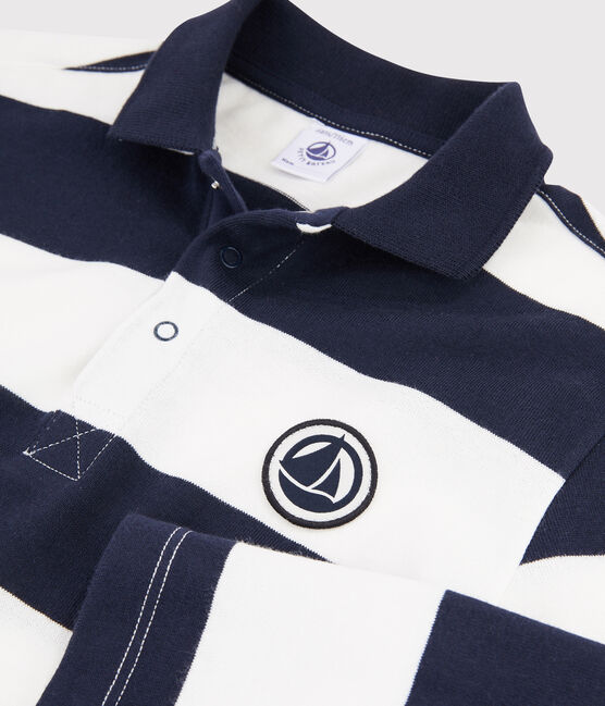 Polo de manga larga para niño azul SMOKING/blanco MARSHMALLOW