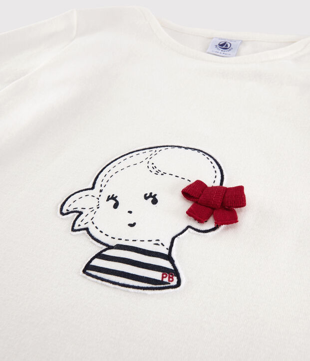 Camiseta de manga corta de algod&oacute;n de ni&ntilde;a blanco
