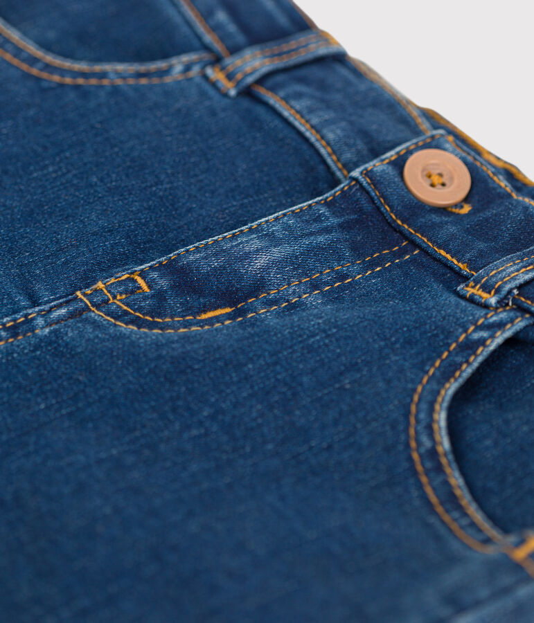 Falda recta de tejido vaquero de ni&ntilde;a azul DENIM BRUT